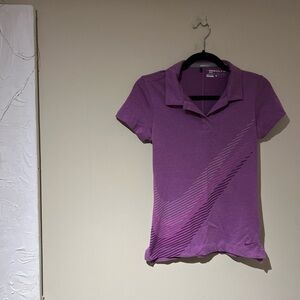Nike Classic Collard Dri-Fit Sport Golf Shirt with Logo Graphic - XS in Purple